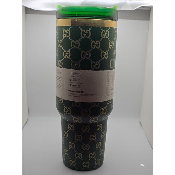 Gucci x Stanley 40oz Tumbler Green/Gold Limited Edition w/ Straw - Picture 2 of 5